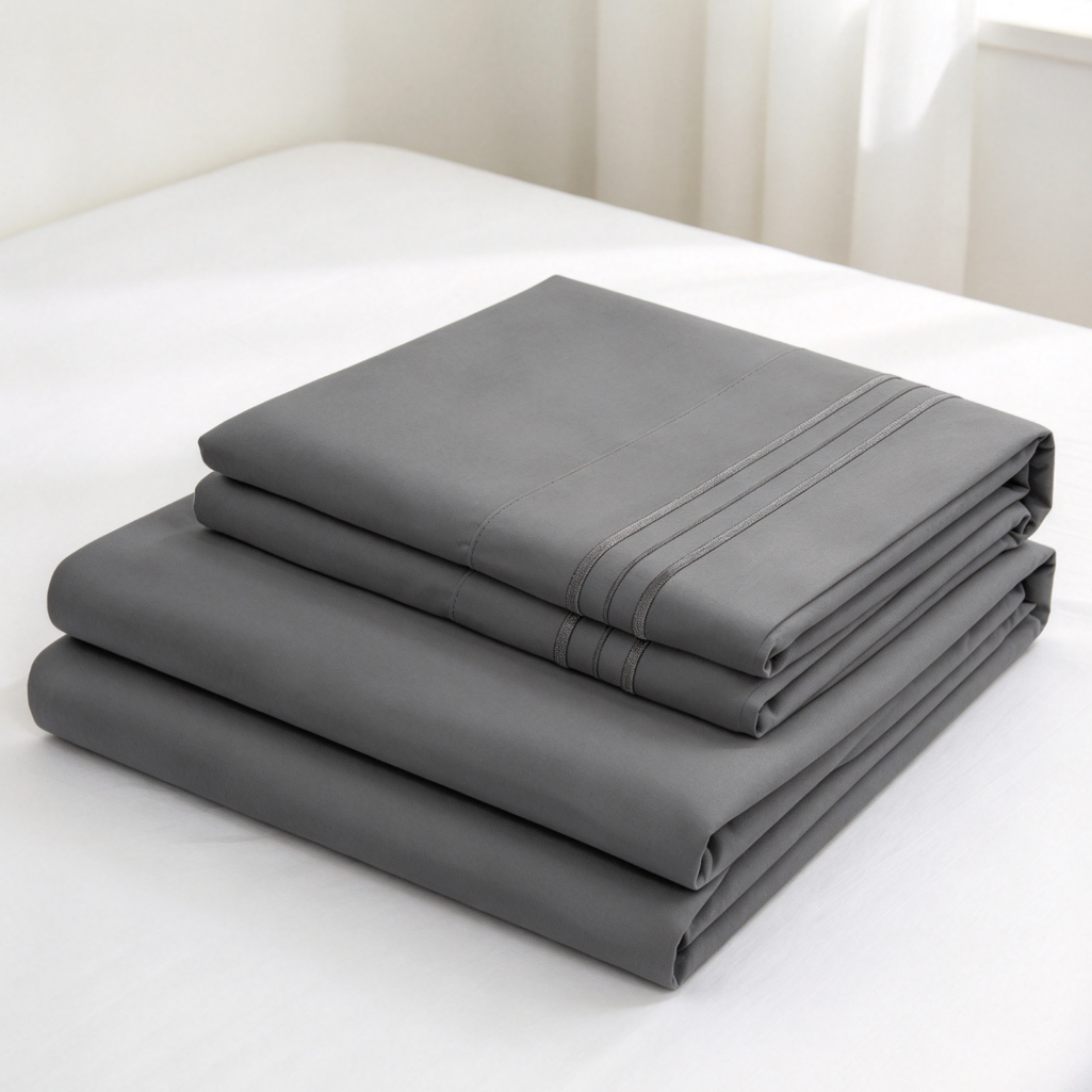 Grey 6-Piece Sheet Set with Corner Straps - Image 2