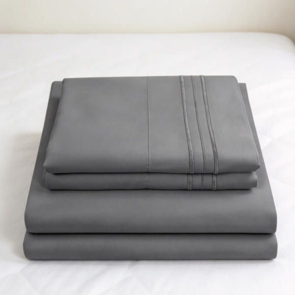 Grey 6-Piece Sheet Set with Corner Straps