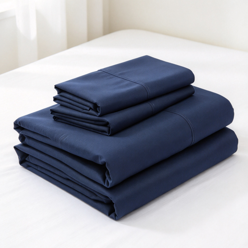 Navy Blue 4-Piece Microfiber Sheet Set - Image 2