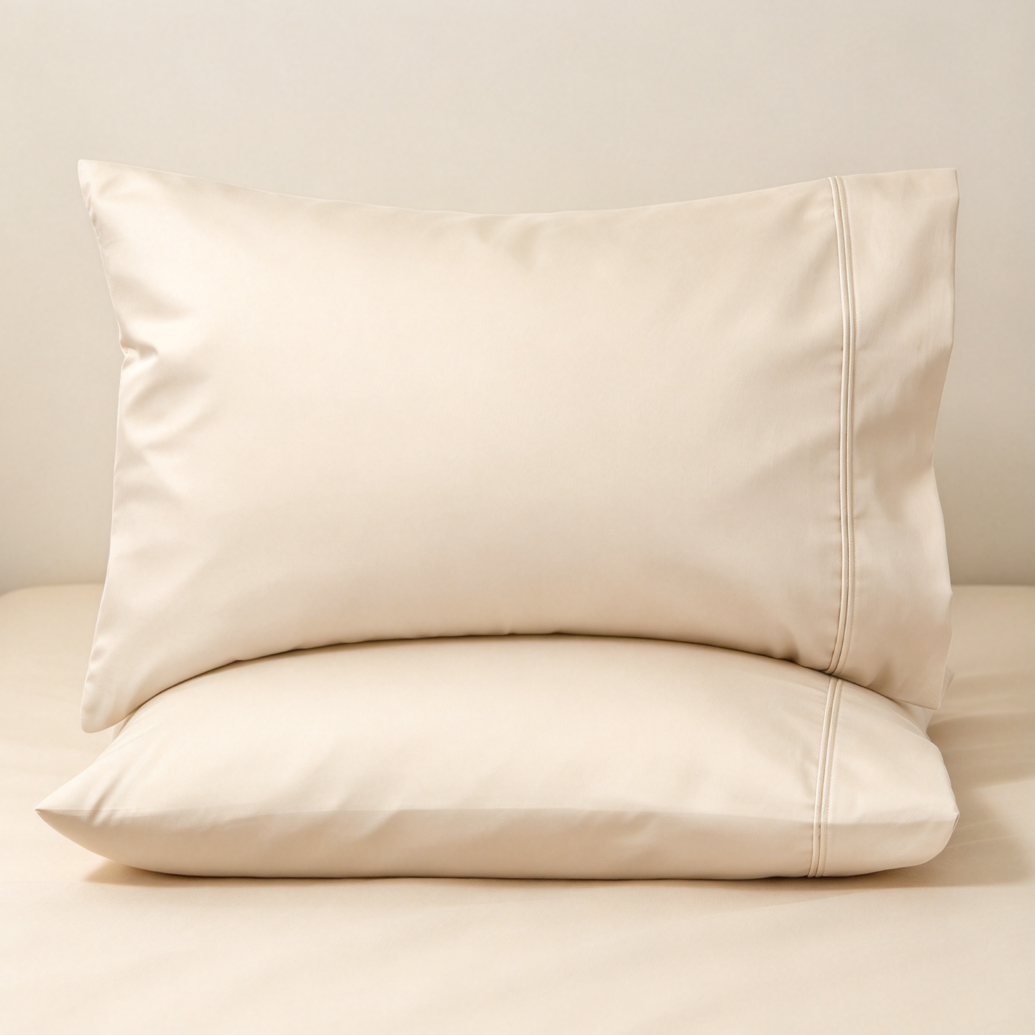 2-Pack 400TC Cotton Pillowcases Beige