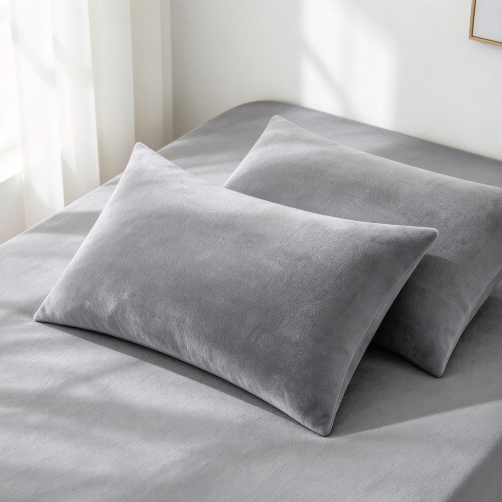 2-Pack Grey Flannel Pillowcases - Image 2