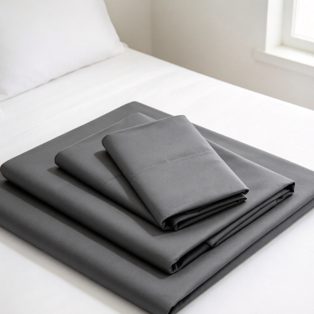 4-Piece Dark Grey Microfiber Sheet Set - Image 2