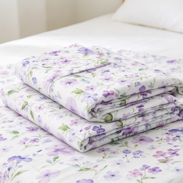 Vintage Lavender Floral 4-Piece Sheet Set Deep Pocket