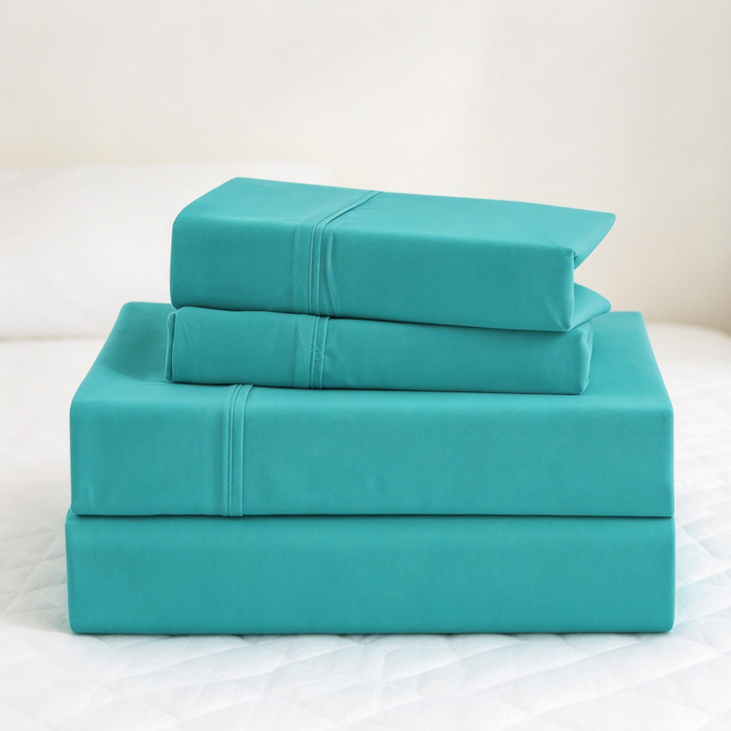 Turquoise Cooling 4-Piece Sheet Set Deep Pocket - Image 2