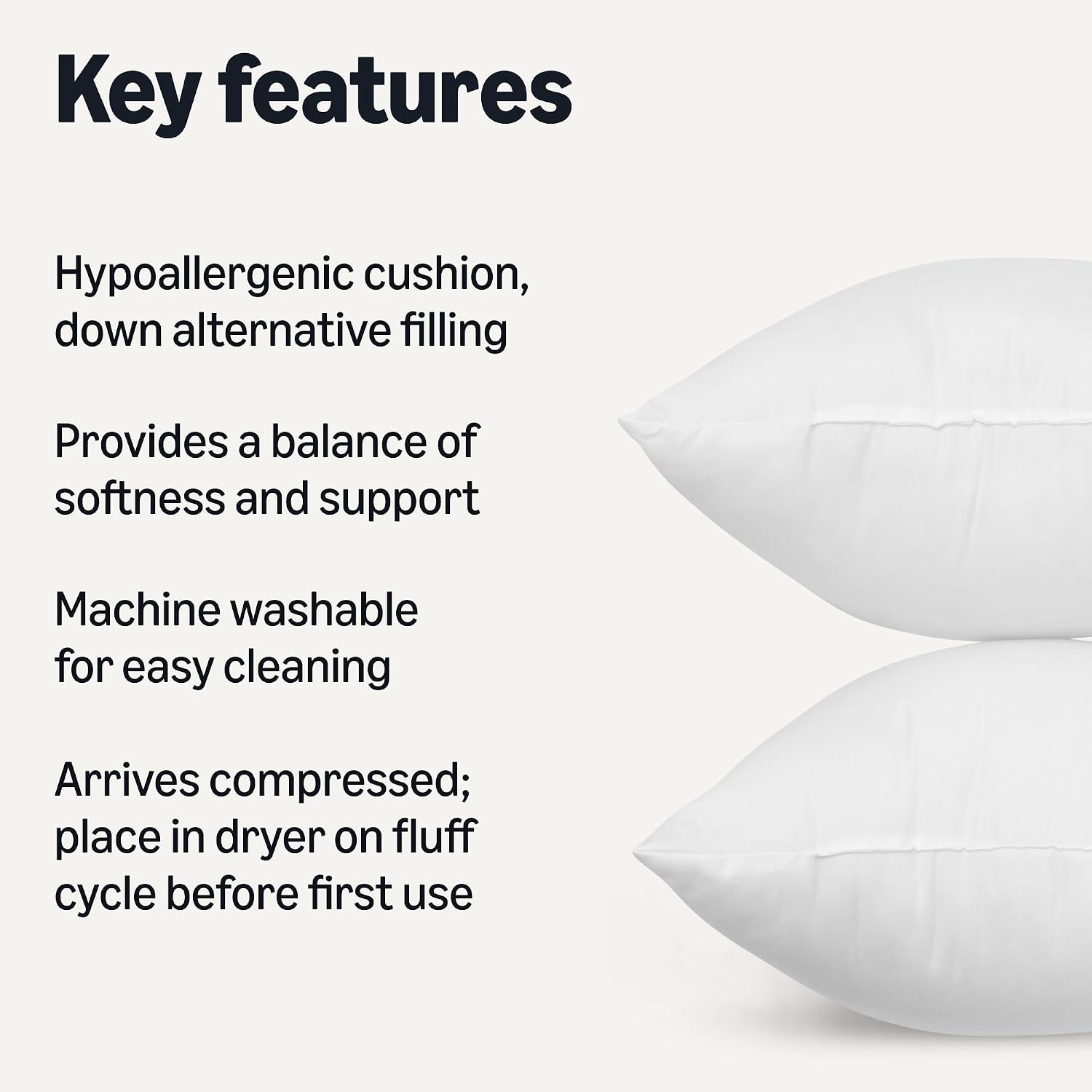 2-Pack Down Alternative Throw Pillow Inserts - Image 2