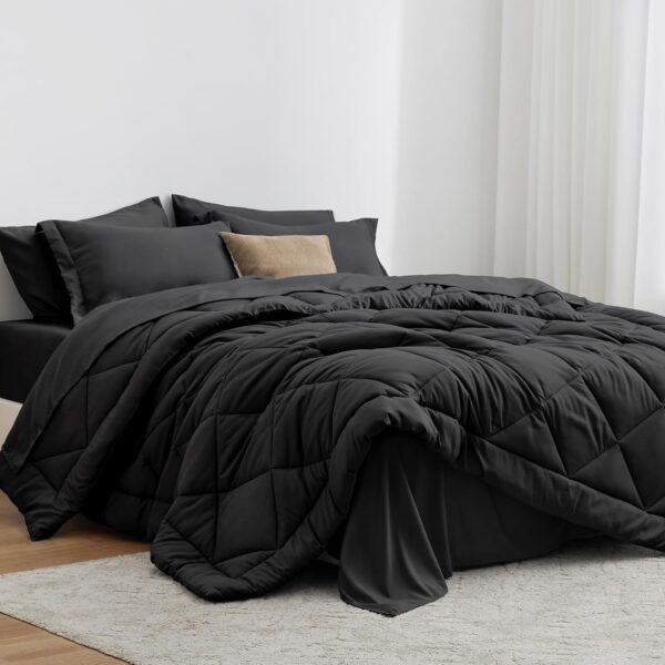 Black 7-Piece Comforter Set Bed in a Bag