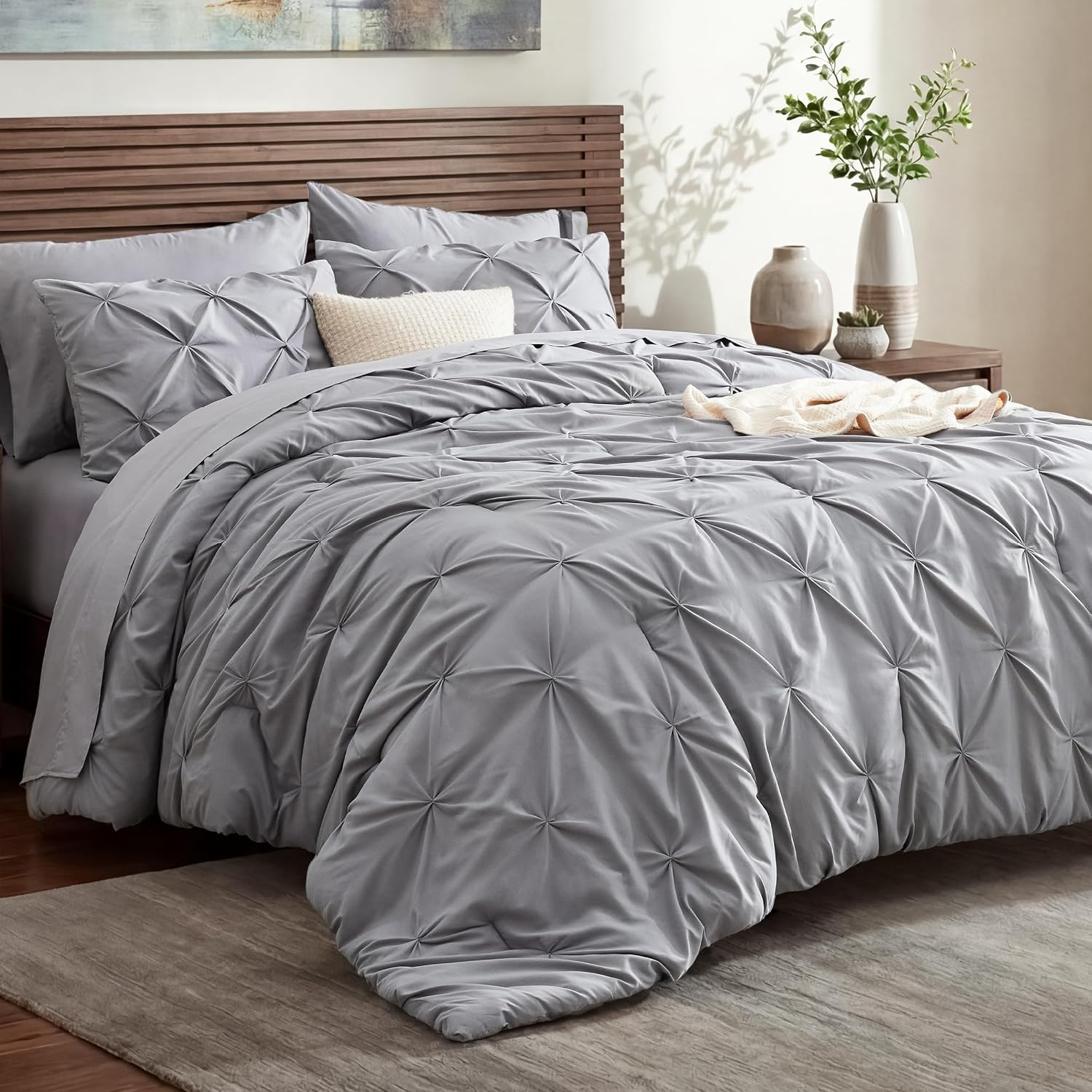 Grey 7-Piece Comforter Set with Sheets