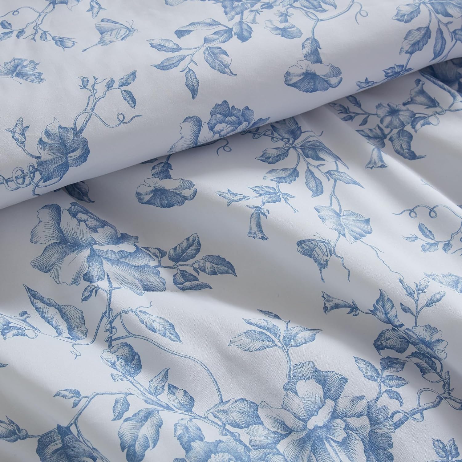 Blue Floral 7-Piece Comforter Set with Sheets - Image 2