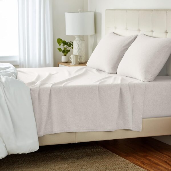Oatmeal 4-Piece Cotton Knit Sheet Set Deep Pocket