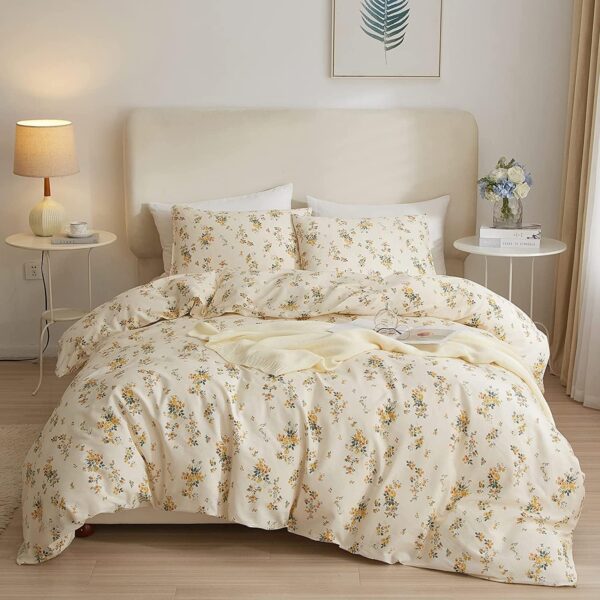 Yellow Floral 3-Piece Duvet Cover Set Botanical Print