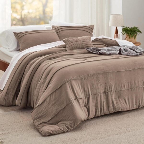 Brown Boho Pinch Pleat 4-Piece Comforter Set
